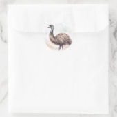 Emu Bird Watercolor Runder Aufkleber (Tasche)