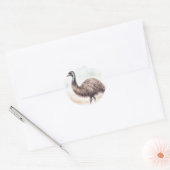 Emu Bird Watercolor Runder Aufkleber (Umschlag)