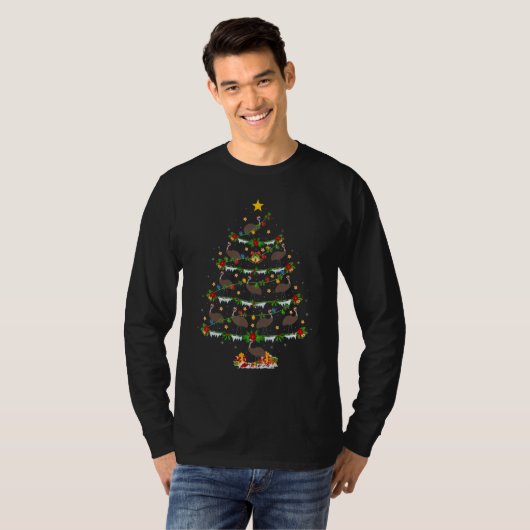 Emu Bird Xmas Lights Emu Christmas Tree T-Shirt (Vorne ganz)