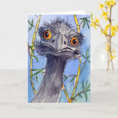 Emu Grußkarte, nur zum Spaß daran. Karte (Gelbe Blume)