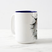 emu in a cracked wall zweifarbige tasse (Vorderseite Links)