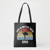 Emu mit deutschem Text Das Leben ist besser Tasche (Vorderseite)