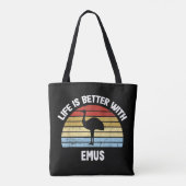 Emu mit deutschem Text Das Leben ist besser Tasche (Rückseite)