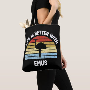 Emu mit deutschem Text Das Leben ist besser Tasche