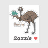 Emu mit Eiern Cartoon-Abbildung Aufkleber (Blatt)