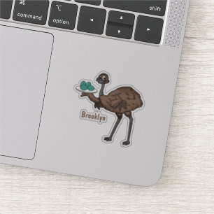 Emu mit Eiern Cartoon-Abbildung Aufkleber