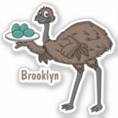 Emu mit Eiern Cartoon-Abbildung Aufkleber (Vorderseite)