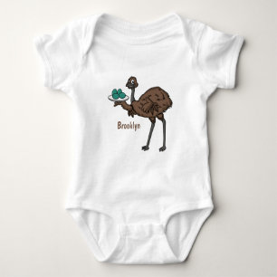 Emu mit Eiern Cartoon-Abbildung Baby Strampler