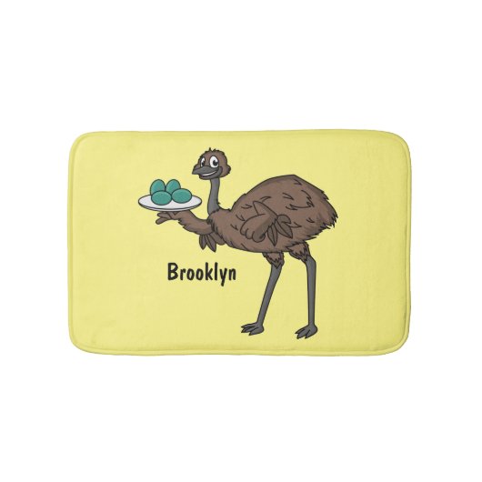 Emu mit Eiern Cartoon-Abbildung Badematte (Vorderseite)