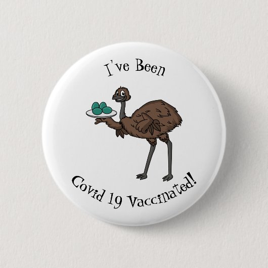 Emu mit Eiern Cartoon-Abbildung Button (Vorderseite)