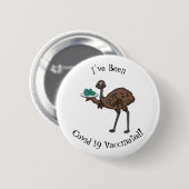 Emu mit Eiern Cartoon-Abbildung Button (Vorne & Hinten)