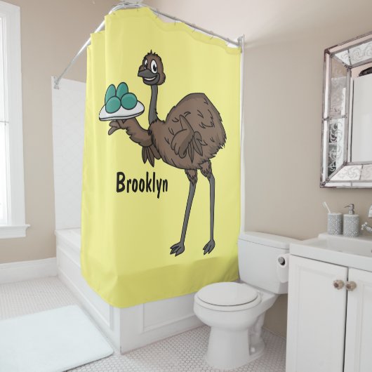 Emu mit Eiern Cartoon-Abbildung Duschvorhang (Beispiel)