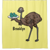 Emu mit Eiern Cartoon-Abbildung Duschvorhang (Vorderseite)