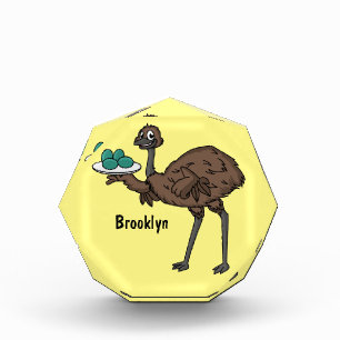 Emu mit Eiern Cartoon-Abbildung Fotoblock