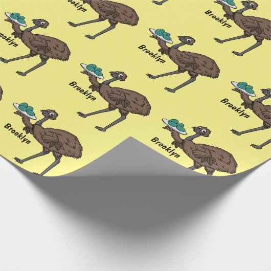 Emu mit Eiern Cartoon-Abbildung Geschenkpapier (Ecke)