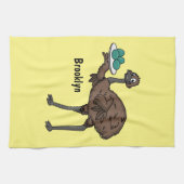 Emu mit Eiern Cartoon-Abbildung Geschirrtuch (Horizontal)