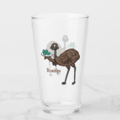 Emu mit Eiern Cartoon-Abbildung Glas (Rückseite)