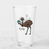 Emu mit Eiern Cartoon-Abbildung Glas (Vorderseite)