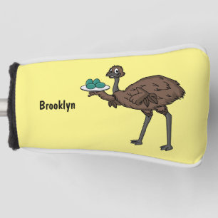 Emu mit Eiern Cartoon-Abbildung Golf Headcover