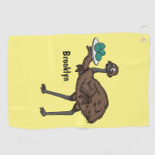 Emu mit Eiern Cartoon-Abbildung Golfhandtuch (Horizontal)