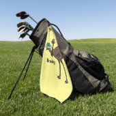 Emu mit Eiern Cartoon-Abbildung Golfhandtuch (Gras)