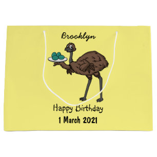 Emu mit Eiern Cartoon-Abbildung Große Geschenktüte