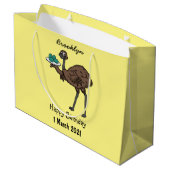 Emu mit Eiern Cartoon-Abbildung Große Geschenktüte (Rückseite Schrägansicht)
