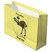 Emu mit Eiern Cartoon-Abbildung Große Geschenktüte (Vorderseite Schrägansicht)