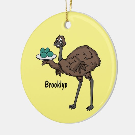 Emu mit Eiern Cartoon-Abbildung Keramik Ornament (Links)