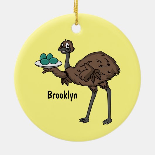 Emu mit Eiern Cartoon-Abbildung Keramik Ornament (Hinten)