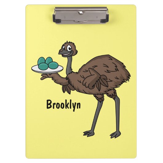 Emu mit Eiern Cartoon-Abbildung Klemmbrett (Vorderseite)