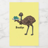 Emu mit Eiern Cartoon-Abbildung Lebensmitteletikett (Einzelnes Label)