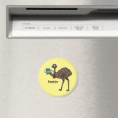 Emu mit Eiern Cartoon-Abbildung Magnet (In Situ (Geschirrspüler))