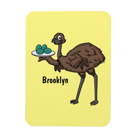 Emu mit Eiern Cartoon-Abbildung Magnet (Vertikal)