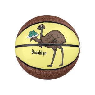 Emu mit Eiern Cartoon-Abbildung Mini Basketball