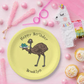 Emu mit Eiern Cartoon-Abbildung Pappteller (Party)