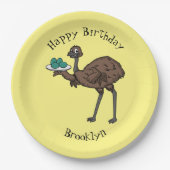 Emu mit Eiern Cartoon-Abbildung Pappteller (Vorderseite)