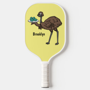Emu mit Eiern Cartoon-Abbildung Pickleball Schläger
