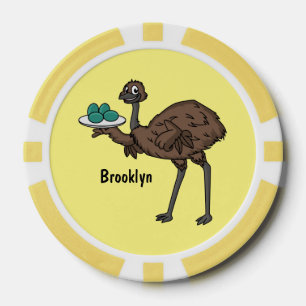 Emu mit Eiern Cartoon-Abbildung Pokerchips