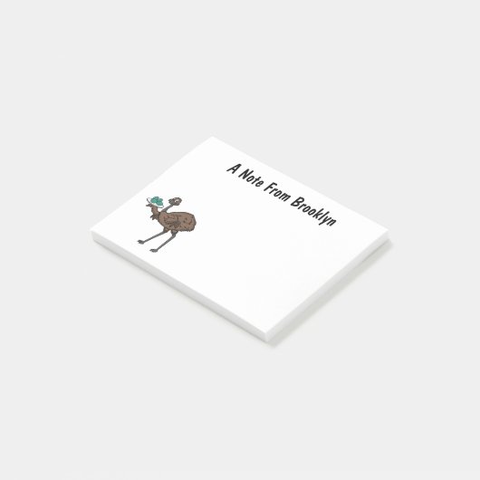 Emu mit Eiern Cartoon-Abbildung Post-it Klebezettel (angewinkelt)