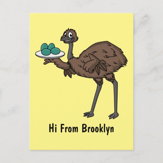 Emu mit Eiern Cartoon-Abbildung Postkarte (Vorderseite)
