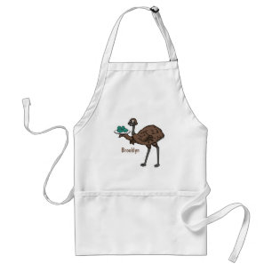 Emu mit Eiern Cartoon-Abbildung Schürze