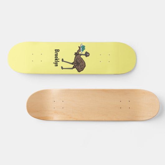 Emu mit Eiern Cartoon-Abbildung Skateboard (Horizontal)