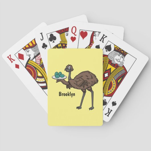 Emu mit Eiern Cartoon-Abbildung Spielkarten (Rückseite)