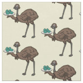 Emu mit Eiern Cartoon-Abbildung Stoff (Nahaufnahme)