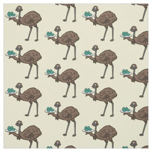 Emu mit Eiern Cartoon-Abbildung Stoff (Muster)