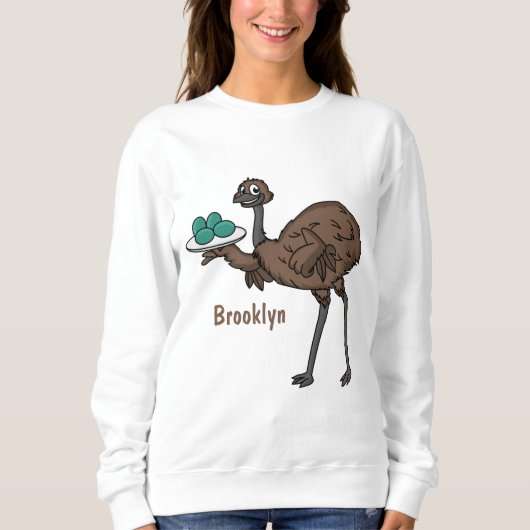 Emu mit Eiern Cartoon-Abbildung Sweatshirt (Vorderseite)