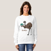 Emu mit Eiern Cartoon-Abbildung Sweatshirt (Vorne ganz)