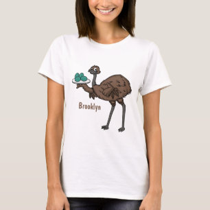 Emu mit Eiern Cartoon-Abbildung T-Shirt