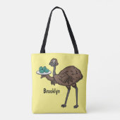 Emu mit Eiern Cartoon-Abbildung Tasche (Rückseite)